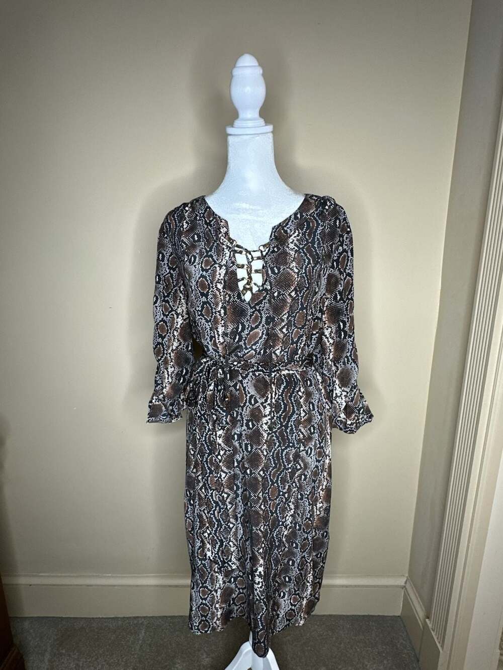 Michael Michael Kors Silk Snake Print Dress Size L